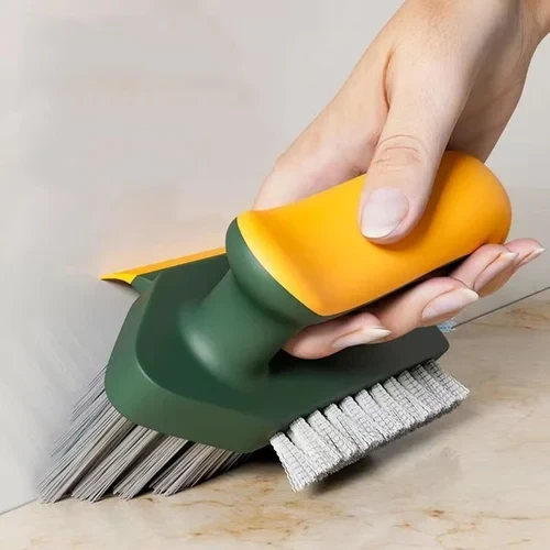 4-in-1 Tile Grout Cleaner Brush with Squeegee, V-Shape Gap Scrub Brush