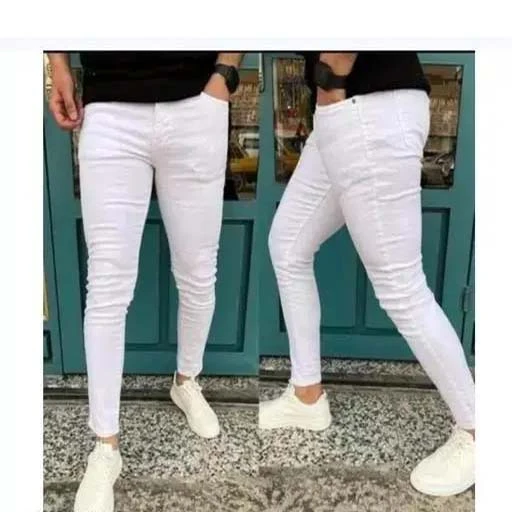 Men Cotton Blend White jeans