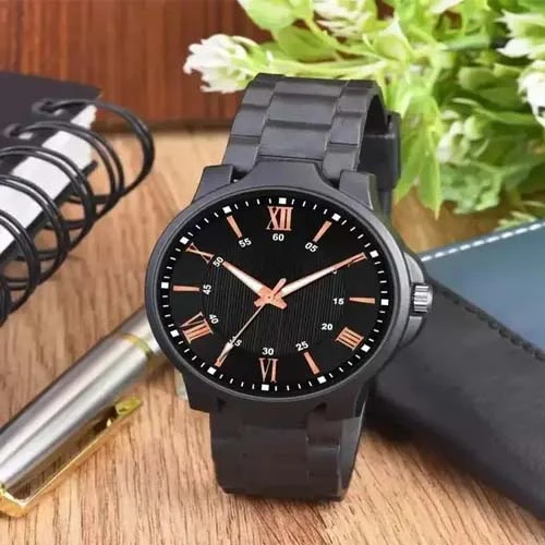 Stylish Fashionate Analogue Feminine Stylish Black Dial Black Rubber Strap Wonde
