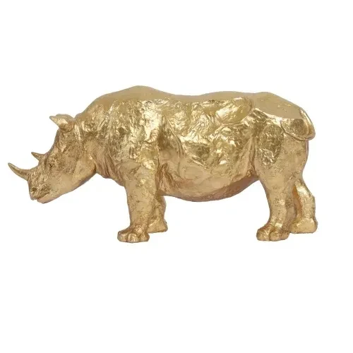 Golden Rhino Figurine for Home Decor
