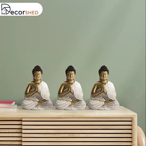 The decorshed Lord Buddha Statue in Three Different Positions ( Golden )