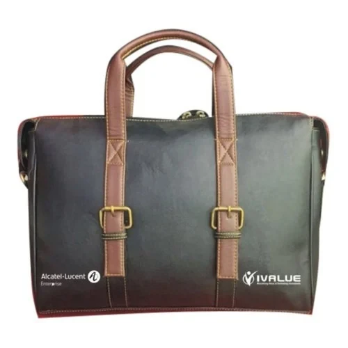 Leather 15 kg Black Handle Type Office Bag