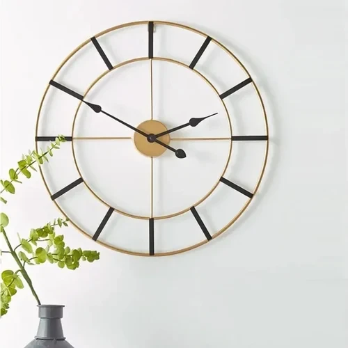 Gold & Black Designer Metal Wall Clock